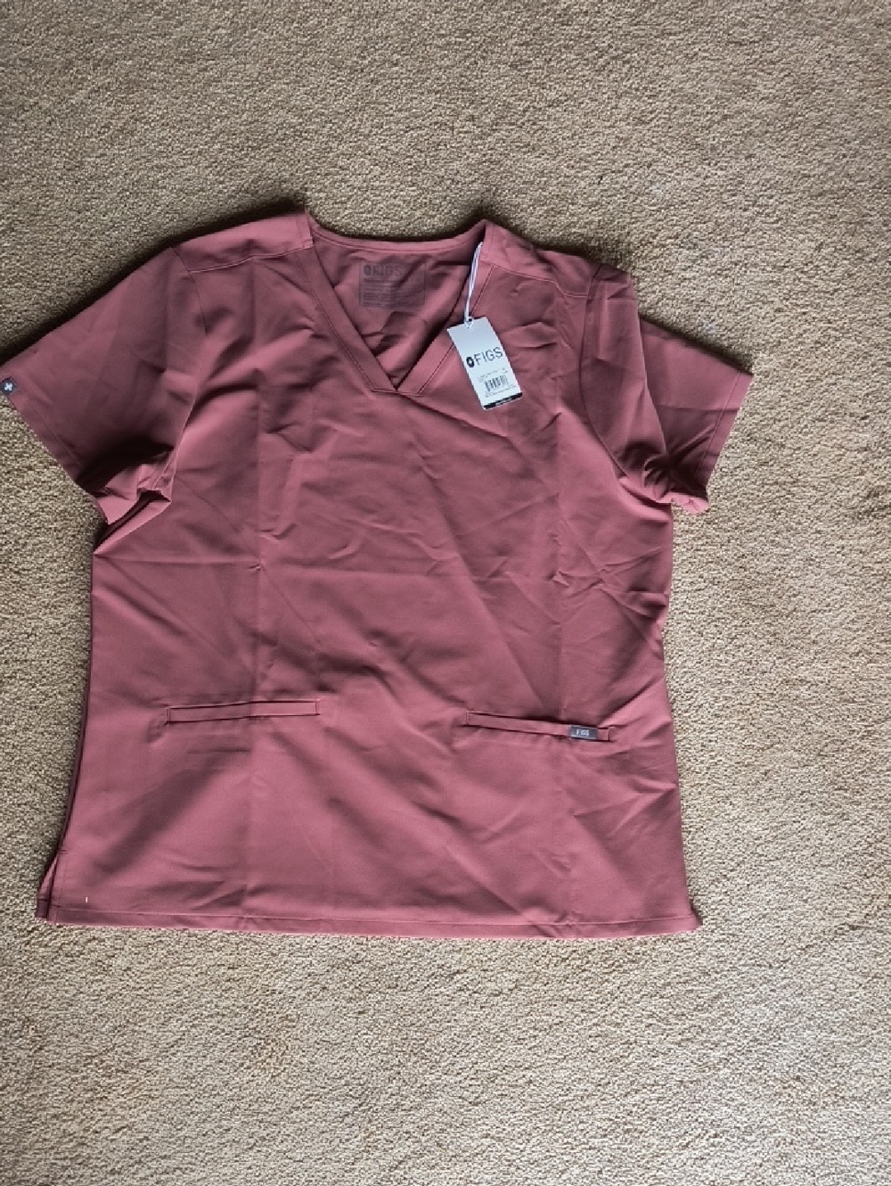 FIGS Casma Scrub Top XL Dusty Rose 3 Pocket V-Neck NWT